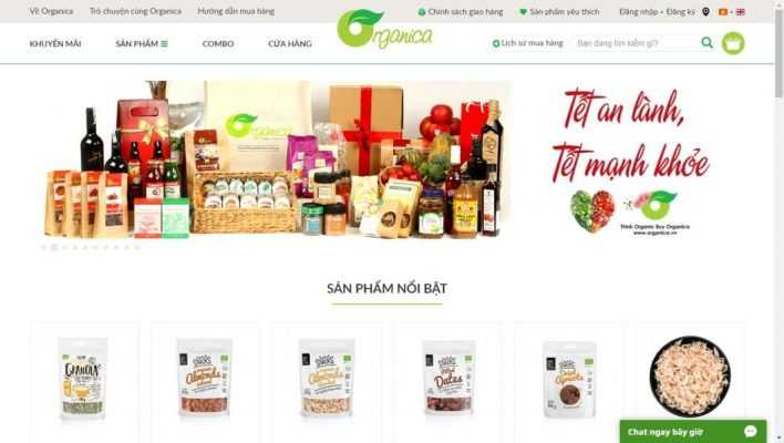 Website Cửa hàng thực phẩm hữu cơ Organica
